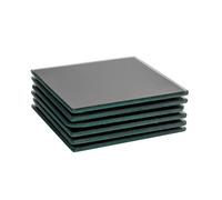 Harbour Housewares 6X Square Glass Coasters - 10Cm - Black - Tabletop Protection Mat Drink Coaster Decorative Dining Placemat