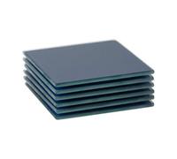 Harbour Housewares 6X Square Glass Coasters - 10Cm - Hague Blue - Tabletop Protection Mat Drink Coaster Decorative Dining Placemat