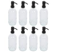 Harbour Housewares 8 Pack Clear Soap Dispensers - 500ml Refillable Glass Soap Dispensers Hand and Dish Liquid Pump for Bathroom, Kitchen, Laundry Room