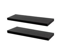 Harbour Housewares 80Cm Floating Wall Shelves- Black - Photo Gallery Bookshelf Wall Shelves For Storage & Display - Set Of 2