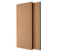 Harbour Housewares Acoustic Wall Panels 120x60cm Light Oak Black Pack of 2 | 2 x 120x60cm Acoustic Wall Panels, Light Oak Slats, Black Polyester Backing, MDF Core, Real Wood Veneer, DIY Installation