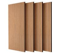 Harbour Housewares Acoustic Wall Panels 120x60cm Light Oak Black Pack of 4 | 4 x 120x60cm Acoustic Wall Panels, Light Oak Slats, Black Polyester Backing, MDF Core, Wood Veneer, Vertical Or Horizontal
