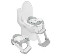 Harbour Housewares Adjustable 2-in-1 Potty Training Toilet Seat - White - 1x Toddler Kids Baby Child Foldable Bathroom Step Ladder Loo Trainer Stool with Handles, Soft Padded Chair