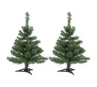 Harbour Housewares 2ft Christmas Trees - 58cm / 2ft - Green - Pack of 2 - Indoor Desktop Small Xmas Tree Pine Artificial Christmas Tree with Stand Mini Tabletop Holiday Seasonal Decoration