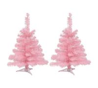 Harbour Housewares Artificial Christmas Trees - 2Ft - Pink - Pack Of 2