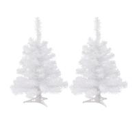 Harbour Housewares Artificial Fir Christmas Trees - 60Cm - White - Pack Of 2