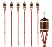 Harbour Housewares Bamboo Garden Fire Torches - 113cm - Pack of 6 in Red Harbour Housewares Red