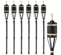 Harbour Housewares Bamboo Garden Fire Torches - 60Cm - Black - Pack Of 6