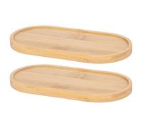 Harbour Housewares Bamboo Soap Dispenser Trays Pack of 2 Brown - 17.5cm Eco-Friendly Bathroom and Kitchen Sink Organisers - Natural Wooden Countertop Holders for Bottles, Dispensers or Accessories