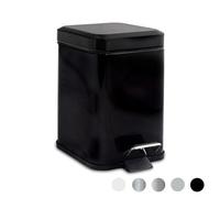 Harbour Housewares Bathroom Pedal Bin - 3L - Black - Square Stainless Steel Slim Rubbish Dustbin Lid And Inner Liner Bucket