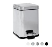 Harbour Housewares Bathroom Pedal Bin - 3L - Chrome - Square Stainless Steel Slim Rubbish Dustbin Lid And Inner Liner Bucket
