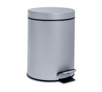 Harbour Housewares Bathroom Pedal Bin - 3L - Matt Grey - Round Stainless Steel Slim Rubbish Dustbin Lid And Inner Liner Bucket