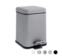 Harbour Housewares Bathroom Pedal Bin - 3L - Matt Grey - Square Stainless Steel Slim Rubbish Dustbin Lid And Inner Liner Bucket