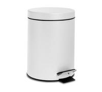 Harbour Housewares Bathroom Pedal Bin - 3L - Matt White Round Stainless Steel Slim Rubbish Dustbin Lid And Inner Liner Bucket