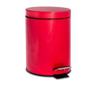 Harbour Housewares Bathroom Pedal Bin - 3L - Red - Round Stainless Steel Slim Rubbish Dustbin Lid And Inner Liner Bucket