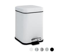 Harbour Housewares Bathroom Pedal Bin - 3L - White - Square Stainless Steel Slim Rubbish Dustbin Lid And Inner Liner Bucket