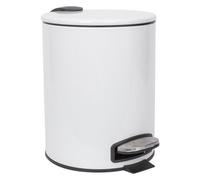 Harbour Housewares Bathroom Pedal Bin - 5L - White - Round Stainless Steel Slim Rubbish Dustbin Lid And Inner Liner Bucket