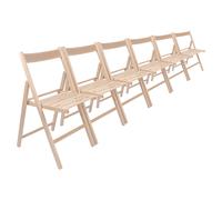 Harbour Housewares Beech Wood Folding Chairs Pack of 6 in Natural Harbour Housewares Natural