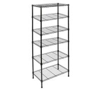 Harbour Housewares Black 6-Tier Wire Shelving Unit 60X35X183Cm Heavy Duty Adjustable Storage Rack For Kitchen Garage Utility Room