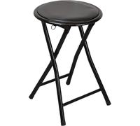 Harbour Housewares Black Padded Folding Stool - Easy Store Metal Frame Sponge Pa