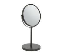 Harbour Housewares Pedestal Mirror - 2x Magnifying Makeup Mirror on Black Stand - 18.5 x 34.5cm - Round Freestanding Bedroom Table Vanity Mirrors for Bedroom, Bathroom