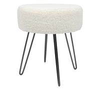 Harbour Housewares Boucle Footstool - Round Modern Dressing Table Footstool Vanity Seat Chairs - 40 X 35Cm - Black Legs