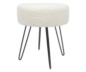 Harbour Housewares Boucle Footstool - Round Modern Dressing Table Footstool Vanity Seat Chairs - 40 X 35Cm - Black Legs