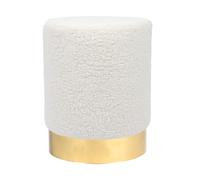 Harbour Housewares Boucle Round Foot Stool - Yellow with Gold Base - Small Modern Dressing Table Pouffe Footstool Vanity Seats Vanity Chairs Footstools for Living Room, Bedroom