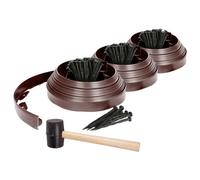 Harbour Housewares Brown Lawn Edging Kit 30M X 4Cm With 120 Pegs & Mallet - Flexible Plastic Garden Border For Landscaping