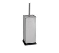 Harbour Housewares Brushed Square Toilet Brush and Holder - Stainless Bathroom Accessory with Enclosed Design - Rust Resistant, Compact and Hygienic Cleaning Solution for Modern Home Spaces