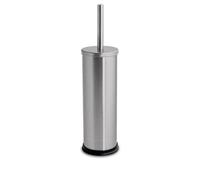 Harbour Housewares Brushed Toilet Brush And Holder - Round Brush With Non Slip Base Rust Resistant Toilet Cleaning Brush Set