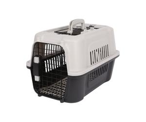 Harbour Housewares Cat Carrier Hard Sided Medium Pet Travel Box Grey | Medium Hard-Sided Cat Carrier, Dual Front & Top Doors, Four-Sided Ventilation, Secure Latches, Removable Tray, 48 x 30 x 31cm