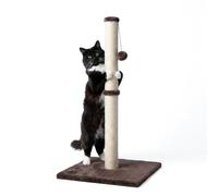 Harbour Housewares Cat Scratching Post with Hanging Ball - 80cm Tall Grey Sisal Scratch Tower, Large Indoor Cat Scratcher Pole, Sturdy Wooden Base, Interactive Kitten Play Toy for Adult Cats & Kittens