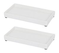Harbour Housewares Ceramic Soap Dispenser Trays - White - Pack Of 2
