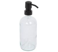 Harbour Housewares Clear Glass Soap Dispenser 500ml - Refillable Hand Wash or Lotion Bottle with Black Pump - Bathroom and Kitchen Accessory for Sink Countertops, Spa Décor or Home Organisation