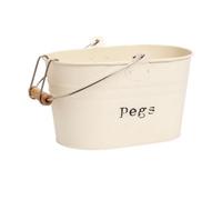 Harbour Housewares Clothes Peg Bucket - Cream - Vintage Metal Home Kitchen Canister Tin Box Utility Laundry Storage