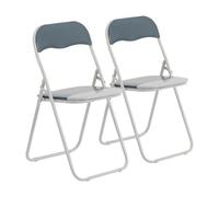 Harbour Housewares Coloured Padded Folding Chairs - Grey - Pack Of 2
