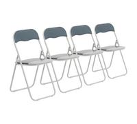 Harbour Housewares Coloured Padded Folding Chairs - Grey - Pack Of 4