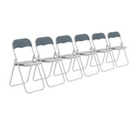 Harbour Housewares Coloured Padded Folding Chairs - Grey - Pack Of 6