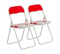 Harbour Housewares Coloured Padded Folding Chairs - Red - Pack Of 2