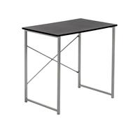 Harbour Housewares Compact Wooden Office Desk 80cm with Steel Frame - Black | 45cm Depth, 74.5cm Height, Black Melamine Finish, Tubular Steel Frame, Open-Sided Design, Fixtures & Fittings Included