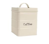 Harbour Housewares Cream Coffee Canister - Retro Metal Storage Tin with Airtight Lid for Ground Coffee & Beans Vintage Kitchen Food Caddy Container Jar Stylish Organiser for Home