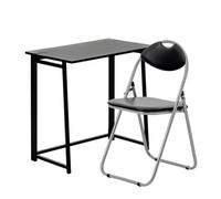 Harbour Housewares Deluxe Folding Wooden Desk & Chair Set - Black/black - Durable Compact Computer Office Study Desk & Chair Set