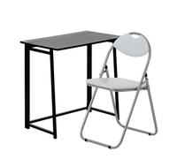 Harbour Housewares Deluxe Folding Wooden Desk & Chair Set - Black/white - Durable Compact Computer Office Study Desk & Chair Set