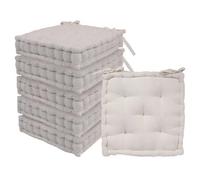 Harbour Housewares Square Seat Pads Pack of 6-40 x 40cm Extra Thick Cushions with Ties, Indoor Outdoor Chair Seat Pads for Dining Chairs, Garden, Patio & Bistro Seating - Cream