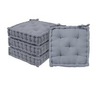 Harbour Housewares Square Seat Pads Pack of 4-40 x 40cm Extra Thick Cushions with Ties, Indoor Outdoor Chair Seat Pads for Dining Chairs, Garden, Patio & Bistro Seating - Grey