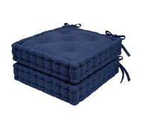 Harbour Housewares Deluxe Square Seat Pads - 40 X 40Cm - Navy - Pack Of 2