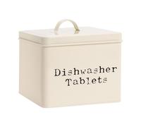 Harbour Housewares Dishwasher Tablet Storage Tin - Cream - Vintage Under Sink Metal Storage Canister Kitchen Caddy Container Tin with Tight Fit Lid for Kitchen Organisation & Home Décor