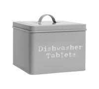 Harbour Housewares Dishwasher Tablet Storage Tin - Grey - Vintage Under Sink Metal Storage Canister Kitchen Caddy Container Tin with Tight Fit Lid for Kitchen Organisation & Home Décor
