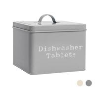 Harbour Housewares Dishwasher Tablets Canister - Grey - Vintage Metal Home Kitchen Canister Tin Box Utility Laundry Storage